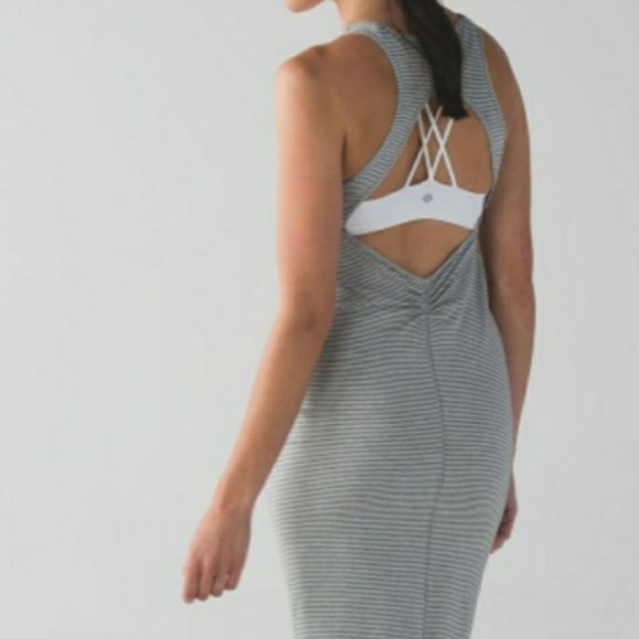 Lululemon Go For It Hyper Striped Open Back Scoopneck Popover Midi Dress No Size - Picture 1 of 6